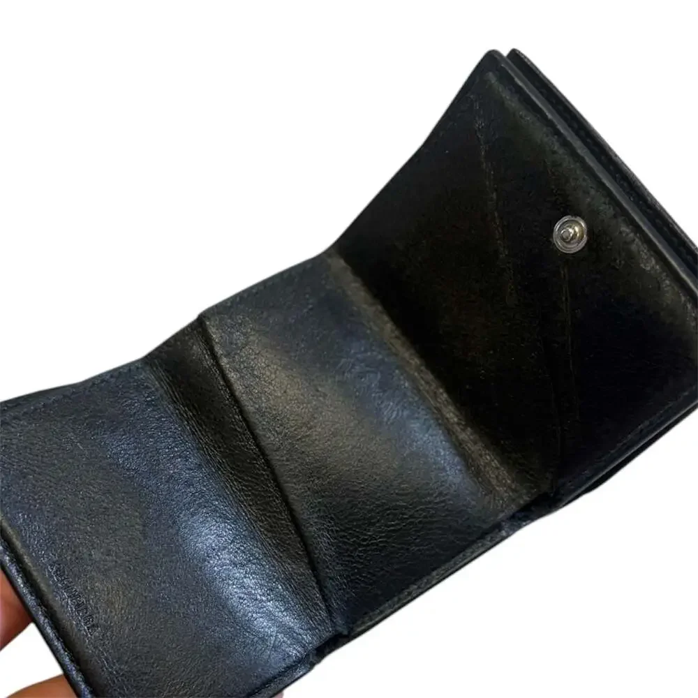 Balenciaga Logo-Print Full-Grain Leather Trifold Wallet for Men